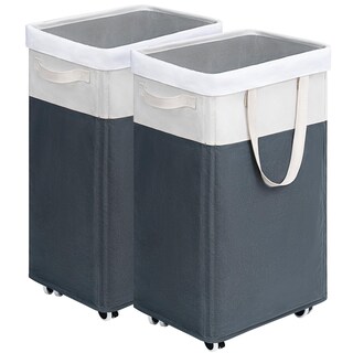 Foto 1 | Foto 1 | Cestas De Lavandería Goodpick Paquete De 2 Unidades 75 Litros Con Ruedas Gris Y Blanco - Venta Internacional.