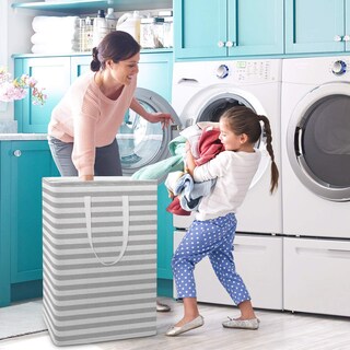 Foto 6 | Foto 6 | Cesto De Ropa Wiselife 75 L Plegable Con Asas 2 Unidades Color Gris - Venta Internacional.