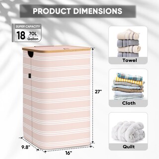 Foto 4 | Foto 4 | Cesto De Ropa Baleine Con Tapa 70 L Color Rosa A Rayas - Venta Internacional.