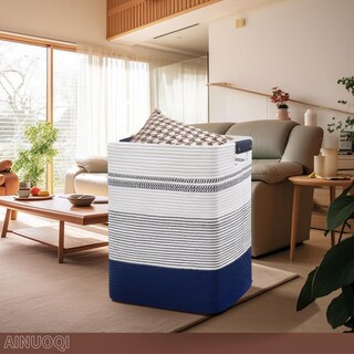Foto 4 | Foto 4 | Cesta De Lavandería Ainuoqi Cuerda Tejida Grande Con Asas De Cuero - Venta Internacional.