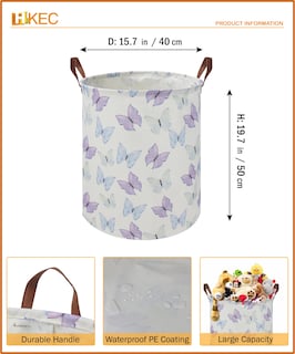 Foto 6 | Foto 6 | Cesta Para Ropa Sucia Hkec Butterfly 19.7 Pulgadas Impermeable Para Niños Azul - Venta Internacional.