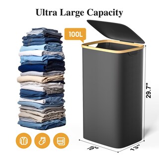 Foto 2 | Foto 2 | Cesto De Ropa Sucia Foluck Grande Impermeable 100 L Con Tapa Negro - Venta Internacional.