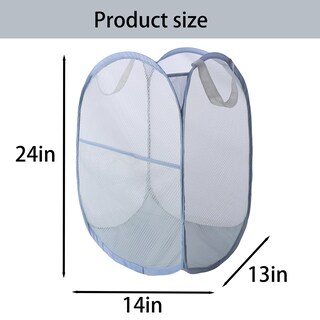 Foto 5 | Foto 5 | Cesto De Ropa Plegable De Malla Con 2 Bolsillos Laterales Color Gris Claro - Venta Internacional.