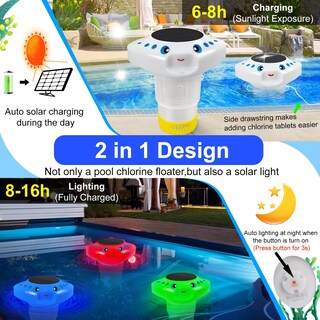 Foto 5 | Foto 5 | Tableta Flotante De Cloro Lqttek Con Luz Solar Para Piscina - Venta Internacional.