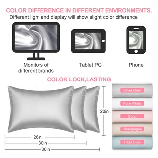 Foto 7 | Foto 7 | Fundas De Almohada De Seda Lyshin Mulberry Queen Size Gris Claro - Venta Internacional.