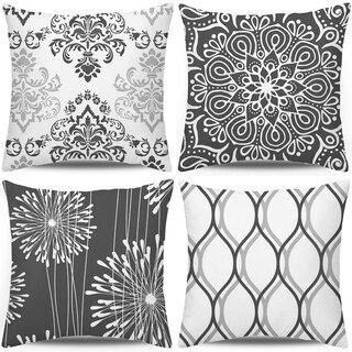 Foto 1 | Foto 1 | Fundas De Almohada Coliuso Color Gris Oscuro/blanco 45 X 45 Cm Juego De 4 - Venta Internacional.