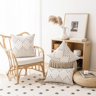 Foto 4 | Foto 4 | Juego De 2 Fundas De Cojín Lilepoy Boho 45 X 45 Cm Color Beige Y Negro - Venta Internacional.