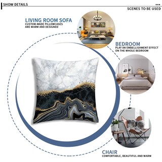 Foto 6 | Foto 6 | Juego De Fundas De Almohada Con Textura De Mármol Dorado Negro 45 X 45 Cm (juego De 4) - Venta Internacional.