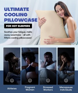 Foto 6 | Foto 6 | Funda De Almohada Rifens Ice Cooling Para Personas Que Duermen En Caliente Color Beige - Venta Internacional.