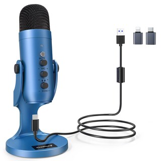 Foto 1 | Foto 1 | Micrófono Usb Zealsound Serie K66 Con Botón De Ganancia Azul - Venta Internacional.