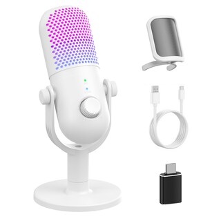 Foto 1 | Foto 1 | Micrófono Usb Gueves Condenser Para Juegos De Pc Con Soporte Blanco - Venta Internacional.