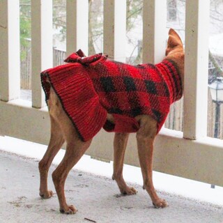 Foto 4 | Foto 4 | Vestido Tipo Suéter Para Perros Kyeese A Cuadros Navideños Con Pajarita Para Perros Pequeños - Venta Internacional.