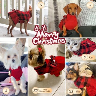 Foto 5 | Foto 5 | Vestido Tipo Suéter Para Perros Kyeese A Cuadros Navideños Con Pajarita Para Perros Pequeños - Venta Internacional.
