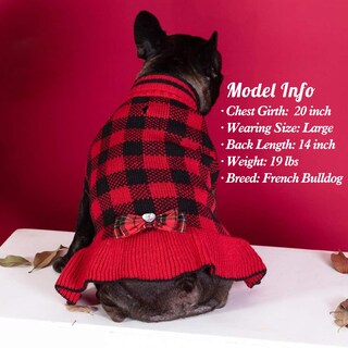 Foto 7 | Foto 7 | Vestido Tipo Suéter Para Perros Kyeese A Cuadros Navideños Con Pajarita Para Perros Pequeños - Venta Internacional.