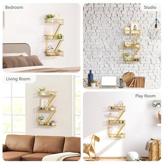 Foto 4 | Foto 4 | Estantería Decorativa De Pared Sweetsage Fire Escape Gold De 3 Niveles - Venta Internacional.