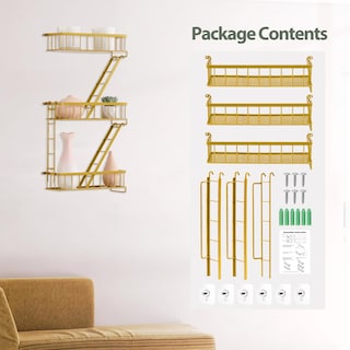 Foto 7 | Foto 7 | Estantería Decorativa De Pared Sweetsage Fire Escape Gold De 3 Niveles - Venta Internacional.