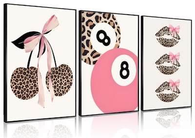 Foto 1 | Foto 1 | Set De Decoración De Pared Qqg Trendy Con Lazo De Leopardo Rosa 30 X 40 Cm (3 Unidades) - Venta Internacional.