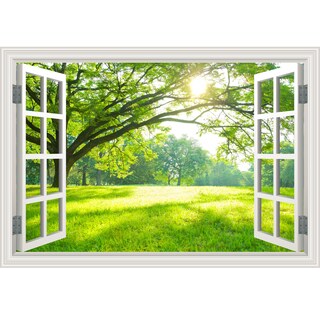 Foto 1 | Foto 1 | Fotomural De Pared Con Ventana Falsa Verde Bosque Árbol Oficina Decoración Del Hogar - Venta Internacional.