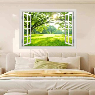 Foto 2 | Foto 2 | Fotomural De Pared Con Ventana Falsa Verde Bosque Árbol Oficina Decoración Del Hogar - Venta Internacional.