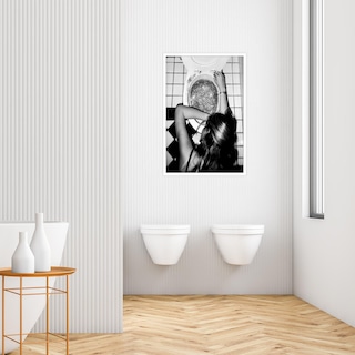 Foto 6 | Foto 6 | Lienzo Decorativo Liyark Divertido Para Baño  Negro Y Blanco  30 X 40 Cm - Venta Internacional.