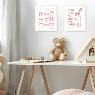 Foto 7 | Foto 7 | Decoración Mural Lartsfro Coquette Con Lazo Rosa De 30 X 40 Cm  Juego De 4 - Venta Internacional.