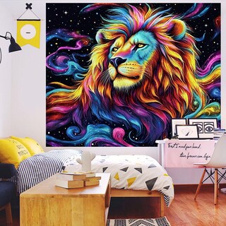 Foto 6 | Foto 6 | Tapiz Atrippy Blacklight Lion Para Hombre Dormitorio 130 X 150 Cm - Venta Internacional.