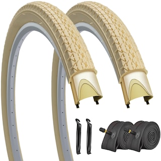 Foto 1 | Foto 1 | Neumáticos Y Tubos Para Bicicleta Simeiqi Cruiser Beach 26x2.125 Crema - Venta Internacional.