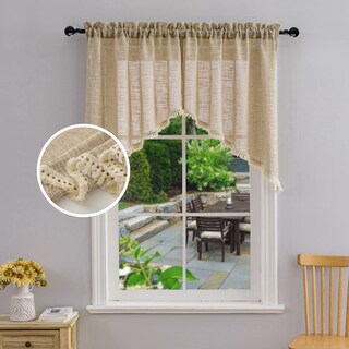 Foto 1 | Foto 1 | Cortina Valance Beda Home Con Borlas De Lino Texturizado Color Topo - Venta Internacional.