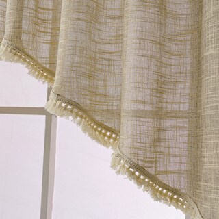 Foto 3 | Foto 3 | Cortina Valance Beda Home Con Borlas De Lino Texturizado Color Topo - Venta Internacional.
