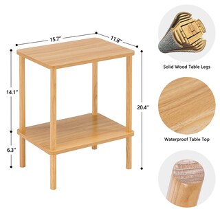 Foto 2 | Foto 2 | Mesa Auxiliar Apicizon De 2 Niveles Con Estante De Almacenamiento Y Patas De Madera Maciza - Venta Internacional.
