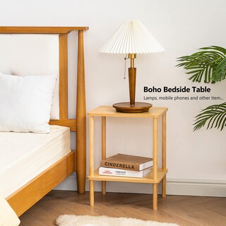 Foto 3 | Foto 3 | Mesa Auxiliar Apicizon De 2 Niveles Con Estante De Almacenamiento Y Patas De Madera Maciza - Venta Internacional.