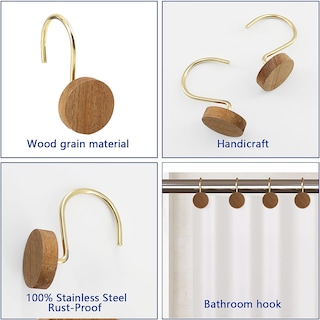 Foto 3 | Foto 3 | Ganchos Para Cortinas De Ducha Jtdth Troncos Redondos Decorativos De Madera 12 Unidades - Venta Internacional.