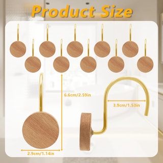 Foto 4 | Foto 4 | Ganchos Para Cortinas De Ducha Jtdth Troncos Redondos Decorativos De Madera 12 Unidades - Venta Internacional.