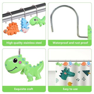 Foto 4 | Foto 4 | Ganchos Para Cortinas De Ducha Ctohn Dinosaur De Acero Inoxidable X12 - Venta Internacional.