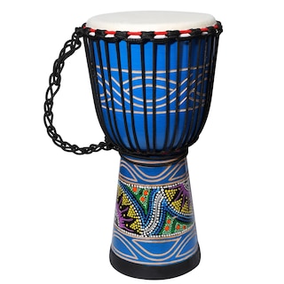 Foto 1 | Foto 1 | Tambor Africano Djembe Lieke 25 X 50 Cm Piel De Cabra Color Caoba Color Azul - Venta Internacional.