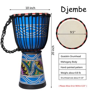 Foto 2 | Foto 2 | Tambor Africano Djembe Lieke 25 X 50 Cm Piel De Cabra Color Caoba Color Azul - Venta Internacional.