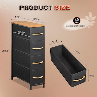 Foto 5 | Foto 5 | Torre De Almacenamiento Estrecha Dresser Eknkozy Con 4 Cajones  Color Negro - Venta Internacional.