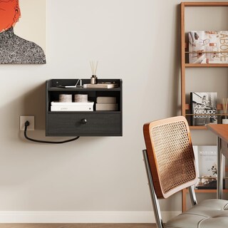 Foto 7 | Foto 7 | Juego De Mesitas De Noche Flotantes Hoseoka Modern Con Cajón Negro X2 - Venta Internacional.