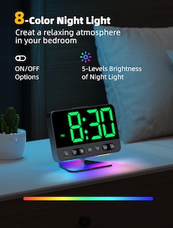 Foto 5 | Foto 5 | Reloj Despertador Digital Odokee Grande Y Audaz Número 5 Brillo - Venta Internacional.