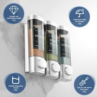 Foto 3 | Foto 3 | Dispensador De Jabón De Ducha Para Pared 3 Unidades 300 Ml Color Plateado - Venta Internacional.