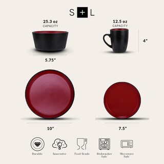 Foto 4 | Foto 4 | Juego De Vajilla Stone Lain Albie De 16 Piezas Para 4 Personas Color Rojo Y Negro - Venta Internacional.