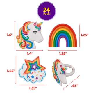 Foto 3 | Foto 3 | Anillos Decopac Rainbow Con Forma De Unicornio Para Decoración De Magdalenas Paquete De 24 - Venta Internacional.