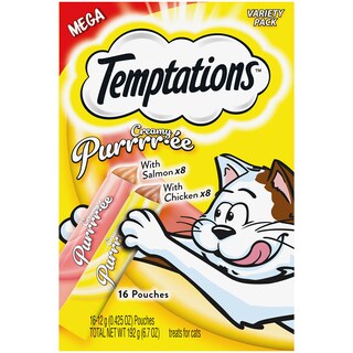 Foto 1 | Foto 1 | Puré Cremoso De Pollo Y Salmón Cat Treats Temptations 16 X 12 Ml - Venta Internacional.