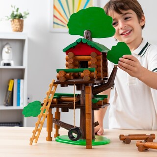 Foto 2 | Foto 2 | Set De Construcción Lincoln Logs Con 2 Niveles Casa En Árbol Regalo Para Niños - Venta Internacional.