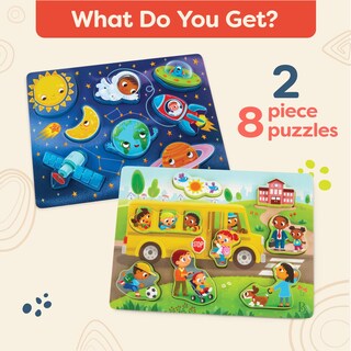 Foto 6 | Foto 6 | Puzzle B. Toys Peek & Explore El Espacio Exterior Y El Autobús Escolar A Partir De 2 Años - Venta Internacional.