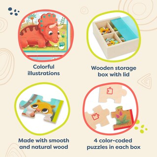 Foto 5 | Foto 5 | Puzzle Box Set B. Toys Pack O' Puzzles Pets & Dinos De Más De 3 Años - Venta Internacional.