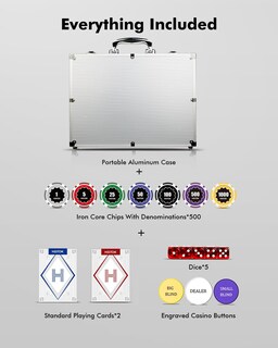Foto 6 | Foto 6 | Set De Póker Heitok Casino 500 Fichas De 11 5 G Con Tarjetas Impermeables - Venta Internacional.