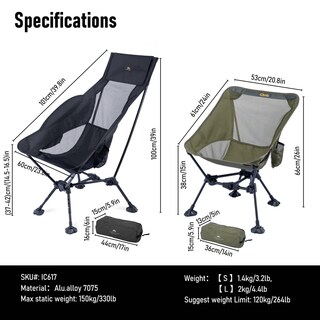 Foto 7 | Foto 7 | Silla De Playa Plegable Para Acampar Iclimb Ultraligera Compacta Negra - Venta Internacional.