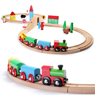 Foto 1 | Foto 1 | Set De Tren De Madera Sainsmart Jr. Para Niños Pequeños Con Rieles De Doble Cara - Venta Internacional.