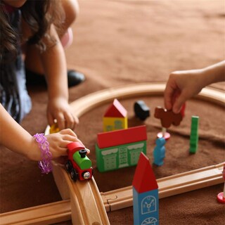 Foto 4 | Foto 4 | Set De Tren De Madera Sainsmart Jr. Para Niños Pequeños Con Rieles De Doble Cara - Venta Internacional.